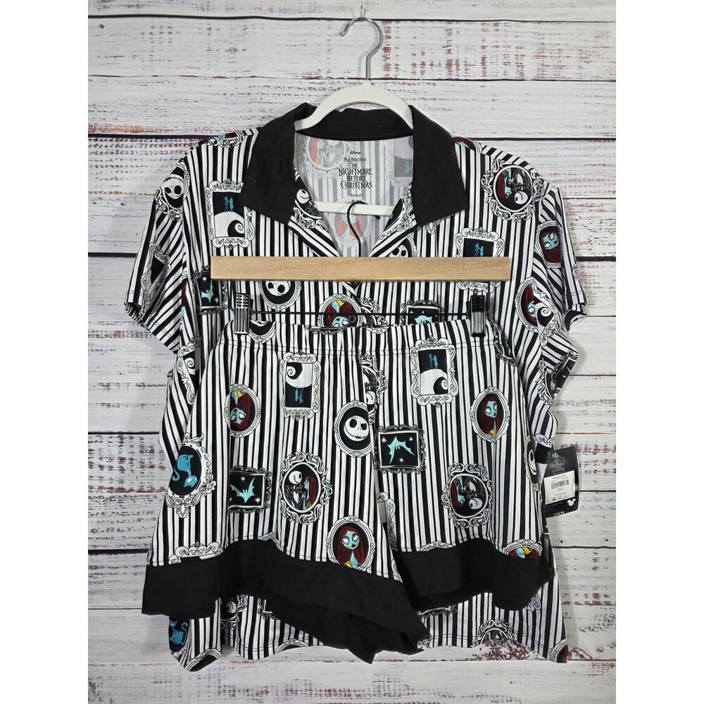 Disney Nightmare Before Christmas Button up shirt and short set XL 16-18 - Picture 4 of 6